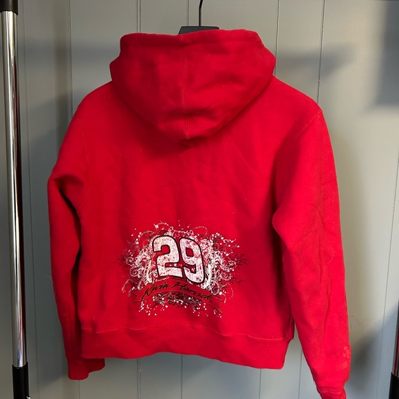 Cropped Red Zip Up Hoodie - Picture 1 of 4